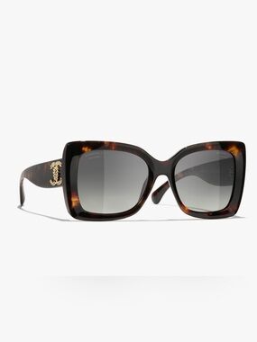 CHANEL Tortoiseshell Square Sunglasses